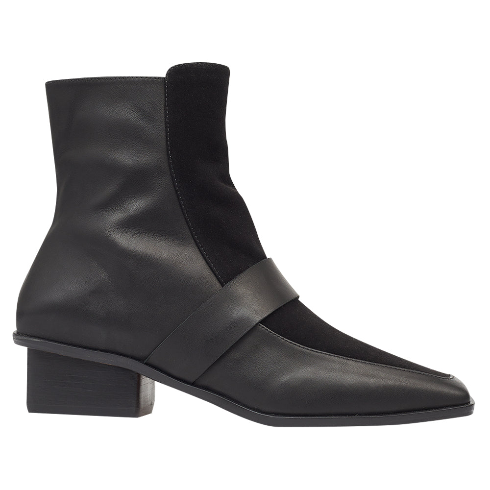 Bota Carlota Camurça/Couro Preta