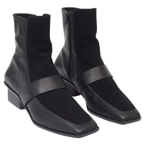 Bota Carlota Camurça/Couro Preta